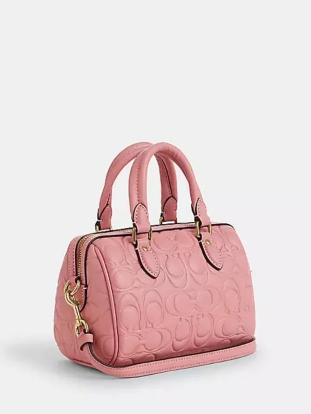 Coach Mini Rowan Crossbody Light Blush Gold CN754 + Tea Rose Coach Charm - Picture 4 of 16